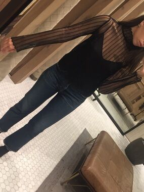 Aritzia Lace Mesh High Neck Blouse